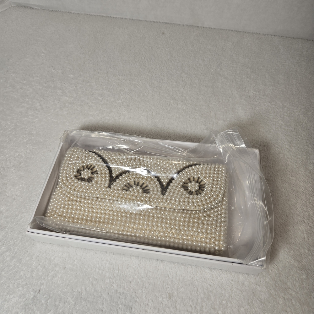 Isaac Mizrahi Pearl Clutch with Black Detailing